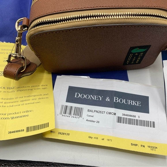 Dooney & Bourke Alpine Ambler 20 Camel Crossbody Pebble Leather BALPN2527CMCM - Picture 6 of 10